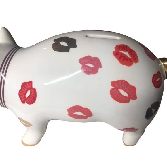 Henri Bendel “Pucker Up” Discontinued Lipstick Kisses Porcelain Piggy Bank - Picture 9 of 12